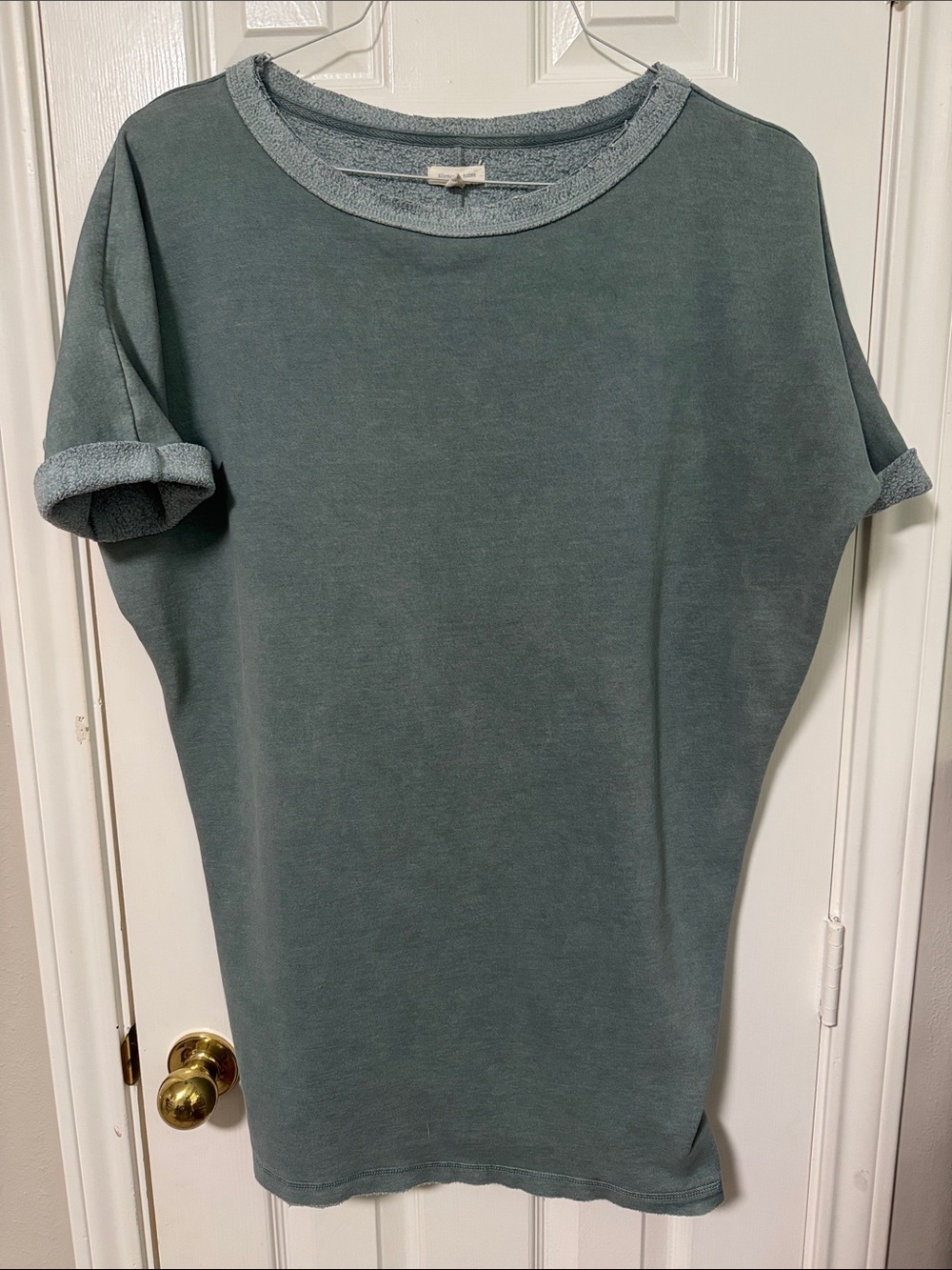 silence + noise Washed Teal Relaxed Short-Sleeve Crewneck Sweatshirt